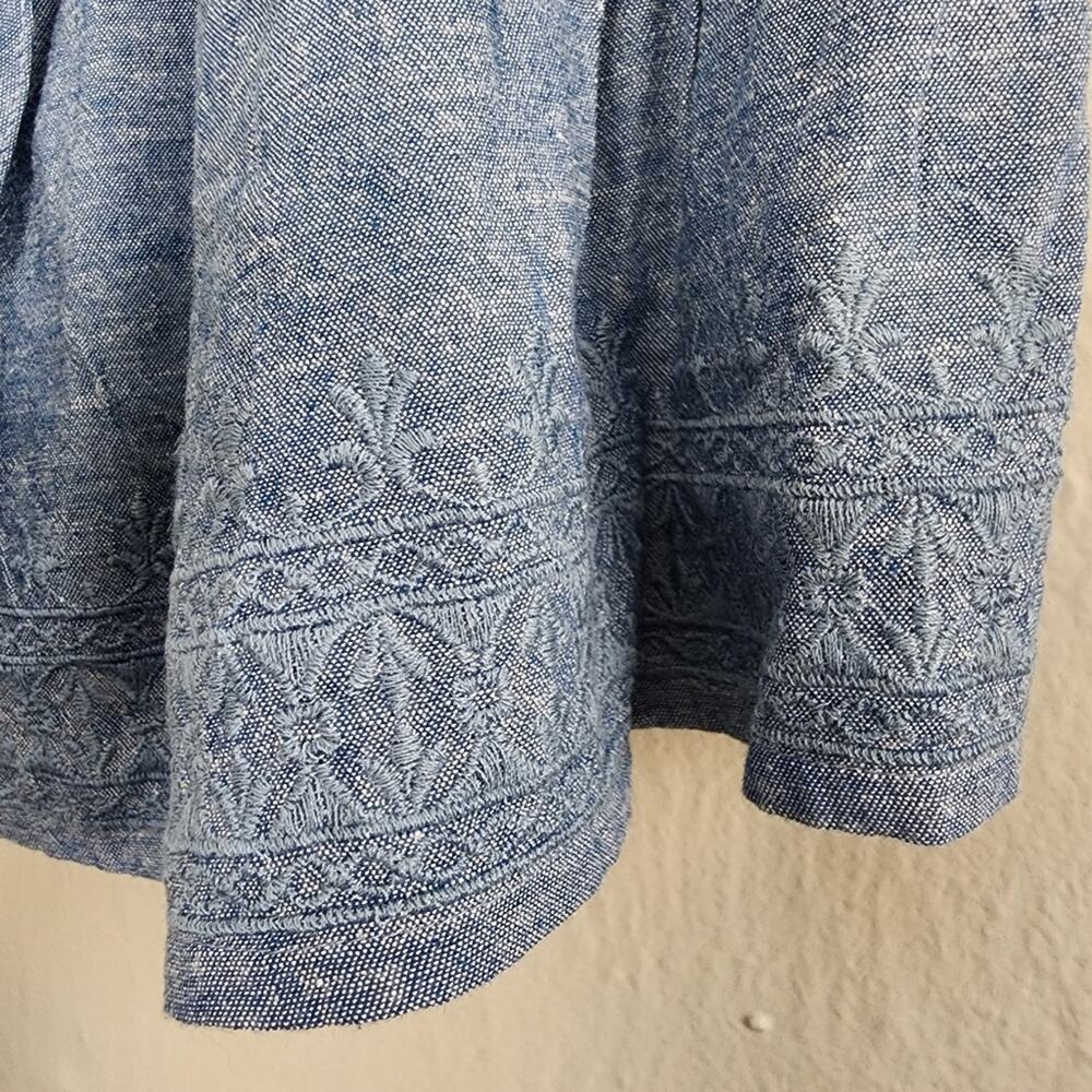 American Eagle Blue Denim Chambray Floral Embroidered Crop Top NWT Small - Picture 9 of 10